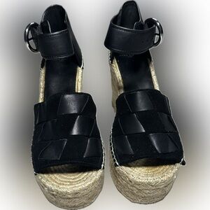 Marc Fisher Adalla Woven Leather Espadrille Platform Wedge Sandals 9M